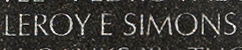 Engraved name on The Wall of Private First Class Leroy Eugene Simons, U.S. Marine Corps